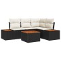 Conjunto de Sofá de Jardín de 5 Piezas con Cojines Negro Ratán Poliéster Acacia von , Outdoor-Sofas - Ref: Foro24-3348078, Pr...