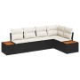 Juego de sofá de jardín de 5 piezas con cojines de Negro Poliratán Acacia by , Outdoor sofas - Ref: Foro24-3348083, Price: 36...