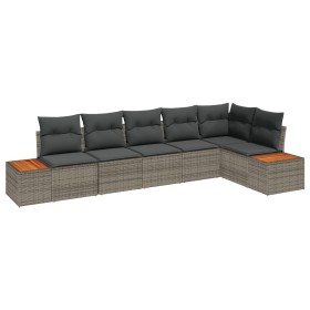Set de Sofá de Jardín de 6 Piezas con Cojines Gris Poliratán Acacia von , Outdoor-Sofas - Ref: Foro24-3348095, Preis: 425,76 ...