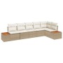 Conjunto de Sofá de Jardín de 6 Piezas con Cojines Beige Poliratán Acacia by , Outdoor sofas - Ref: Foro24-3348097, Price: 45...