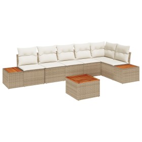 Juego de Sofá de Jardín de 7 Piezas con Cojines Beige de Poliratán by , Outdoor sofas - Ref: Foro24-3348102, Price: 488,62 €,...