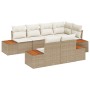 Juego de sofá de jardín de 7 piezas con cojines beige de ratán poliéster acacia by , Outdoor sofas - Ref: Foro24-3348107, Pri...