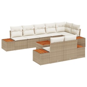 Juego de Sofás de Jardín de 9 Piezas con Cojines Beige Polirratán Acacia de , Sofás de exterior - Ref: Foro24-3348117, Precio...