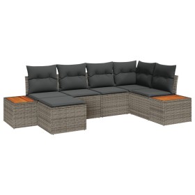 Juego de Sofás de Jardín de 6 Piezas con Cojines Gris Poliratán Acacia by , Outdoor sofas - Ref: Foro24-3348120, Price: 416,0...
