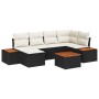 Juego de Sofás de Jardín de 7 Piezas con Cojines de Poliratán Negro Acacia von , Outdoor-Sofas - Ref: Foro24-3348123, Preis: ...