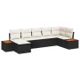 Conjunto de Sofá de Jardín de 7 Piezas con Cojines Negro de Poliratán Acacia de , Sofás de exterior - Ref: Foro24-3348128, Pr...