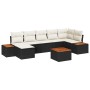 Conjunto de sofá de jardín de 8 piezas con cojines de ratán poliéster negro y acacia by , Outdoor sofas - Ref: Foro24-3348133...