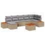 Conjunto de Sofá de Jardín de 8 Piezas con Cojines Beige de Poliratán y Acacia de , Sofás de exterior - Ref: Foro24-3348136, ...