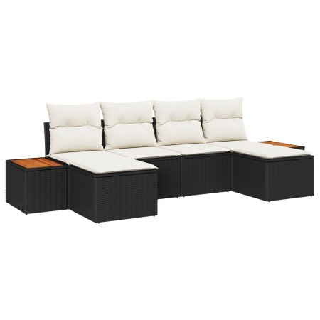 Juego de Sofás de Jardín de 6 Piezas con Cojines en Negro y Poliratán de , Sofás de exterior - Ref: Foro24-3348138, Precio: 3...