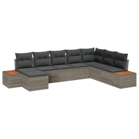 Conjunto de Sofá de 8 Piezas con Cojines Gris Ratán Poli Acacia by , Outdoor sofas - Ref: Foro24-3348145, Price: 529,75 €, Di...