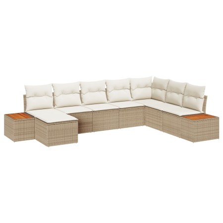 Set de Sofá de Jardín de 8 Piezas con Cojines Beige de Ratán Poliéster by , Outdoor sofas - Ref: Foro24-3348147, Price: 556,7...