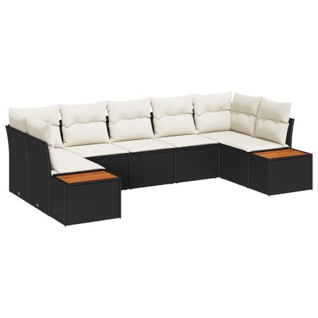 Juego de Sofás de Jardín de 7 Piezas con Cojines Negro Poliratán Acacia von , Outdoor-Sofas - Ref: Foro24-3348158, Preis: 469...