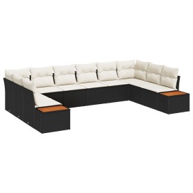 Conjunto de Sofá de Jardín de 10 Piezas con Cojines Negro Poliratán Acacia de , Sofás de exterior - Ref: Foro24-3348173, Prec...