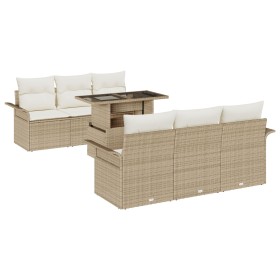Juego de Sofá de Jardín de 7 Piezas con Cojines Beige Poliratán von , Outdoor-Sofas - Ref: Foro24-3348207, Preis: 553,96 €, R...
