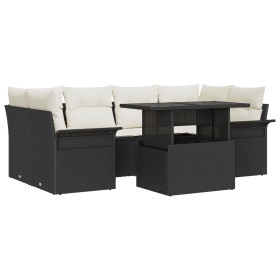 Set de Sofás de Jardín 7 Piezas con Cojines Negro Ratán Poliéster von , Outdoor-Sofas - Ref: Foro24-3348213, Preis: 489,71 €,...
