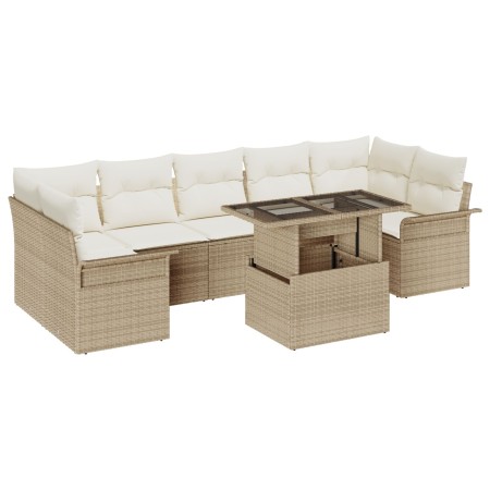 Conjunto de Sofás de Jardín de 8 Piezas con Cojines Beige de Ratán Poliéster von , Outdoor-Sofas - Ref: Foro24-3348237, Preis...
