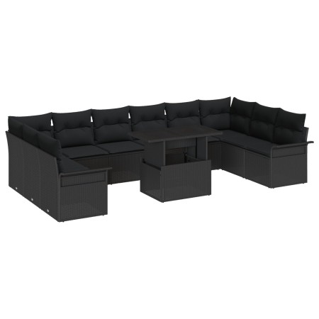 Set de Sofá de Jardín de 11 Piezas con Cojines Negro Ratán by , Outdoor sofas - Ref: Foro24-3348359, Price: 757,19 €, Discoun...