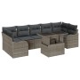 Conjunto de Sofá de Jardín de 8 Piezas con Cojines Gris Poliratán, Sofá de Jardín de 2 Plazas con Cojines Gris Poliratán by ,...