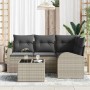 Conjunto de sofá de jardín con cojín 5 pcs Gris claro Poliratán