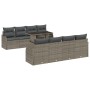 Juego de Sofás de Jardín de 9 Piezas con Cojines Ratán Poli Gris, Sofá de Jardín de 2 Plazas con Cojines Ratán Poli Gris by ,...
