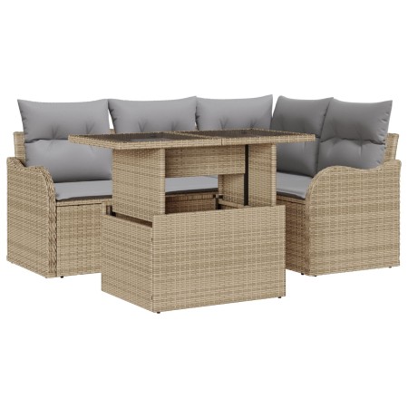 Conjunto de Sofá de Jardín  de 5 Piezas con Cojines Beige, Sofá de Jardín  de 2 Plazas con Cojines Beige | Foro24.es | Tu tienda online para hogar, jardín y más Foro24.es