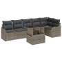 Conjunto de Sofás de Jardín de 7 Piezas con Cojines Gris Poliratán, Sofá de Jardín de 2 Plazas con Cojines Gris Poliratán by ...