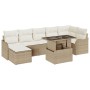 Conjunto de Sofás para Jardín de 8 Piezas con Cojines Beige Poliratán, Sofá de Jardín de 2 Plazas con Cojines Beige Poliratán...
