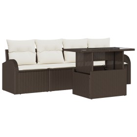 Juego de Sofás de Jardín de 5 Piezas con Cojines Marrón Ratán Sintético by , Outdoor sofas - Ref: Foro24-3348544, Price: 369,...