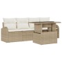Juego de Sofá de Jardín de 5 Piezas con Cojines Beige de Ratán Poliéster von , Outdoor-Sofas - Ref: Foro24-3348547, Preis: 37...