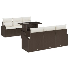 Juego de Sofá de Jardín de 7 Piezas con Cojines Marrón Poliratán by , Outdoor sofas - Ref: Foro24-3348564, Price: 535,86 €, D...