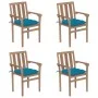 Stackable garden chairs 4 pcs solid teak wood with cushions by vidaXL, Garden chairs - Ref: Foro24-3073398, Price: 501,57 €, ...