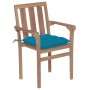 Stapelbare Gartenstühle 4 Stück aus massivem Teakholz mit Kissen von vidaXL, Gartenstühle - Ref: Foro24-3073398, Preis: 512,6...