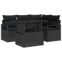 Conjunto de sofá de jardín de 5 piezas con cojines Ratán negro, Sofá de jardín de 2 plazas con cojines Ratán negro by , Outdo...