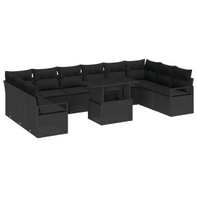 Conjunto de Sofá de Jardín de 11 Piezas con Cojines Poliratán Negro , Sofá de Jardín de 2 Plazas con Cojines Poliratán Negro ...