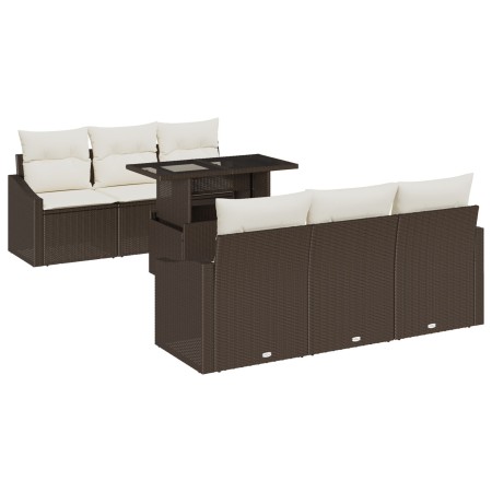Juego de sofá de jardín de 7 piezas con cojines marrones de polirratán by , Outdoor sofas - Ref: Foro24-3348924, Price: 526,1...