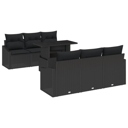 Juego de Sofá de Jardín de 7 Piezas con Cojines Negro Poliratán by , Outdoor sofas - Ref: Foro24-3348929, Price: 527,40 €, Di...