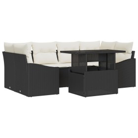 Set de Sofás de Jardín de 7 Piezas con Cojines Negro Ratán PE by , Outdoor sofas - Ref: Foro24-3348933, Price: 483,61 €, Disc...