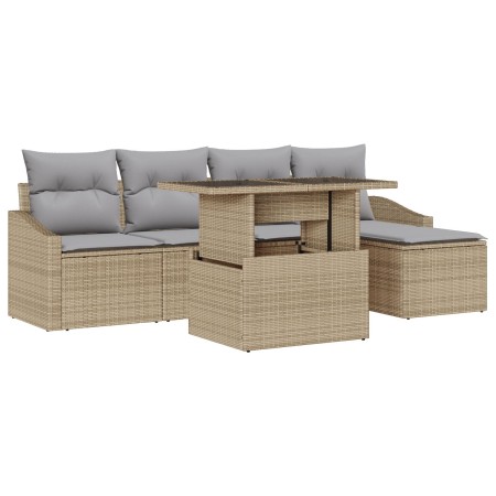 Conjunto de sofá de jardín de 6 piezas con cojines beige de ratán poly by , Outdoor sofas - Ref: Foro24-3348986, Price: 403,0...