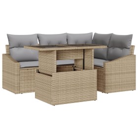 Juego de sofá de jardín de 5 piezas con cojines Beige de ratán polipropileno von , Outdoor-Sofas - Ref: Foro24-3348996, Preis...