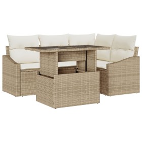 Juego de sofá de jardín de 5 piezas con cojines beige de ratán poliéster by , Outdoor sofas - Ref: Foro24-3348997, Price: 403...