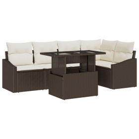 Juego de Sofás de Jardín de 6 Piezas con Cojines Marrón Poliratán von , Outdoor-Sofas - Ref: Foro24-3349004, Preis: 442,65 €,...