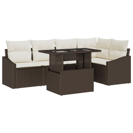 Juego de Sofás de Jardín de 6 Piezas con Cojines Marrón Poliratán von , Outdoor-Sofas - Ref: Foro24-3349004, Preis: 442,65 €,...