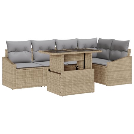 Juego de Sofás de Jardín de 6 Piezas con Cojines Beige de Ratan Poliéster by , Outdoor sofas - Ref: Foro24-3349006, Price: 44...
