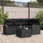 Conjunto de sofá de jardín con cojín 5 pcs Negro Poliratán