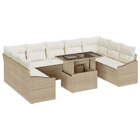 Conjunto de Sofás de Jardín de 10 Piezas con Cojines Beige Poliratán von , Outdoor-Sofas - Ref: Foro24-3349067, Preis: 699,38...