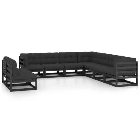 9-piece garden furniture set with black pine wood cushions by vidaXL, Garden sets - Ref: Foro24-3076908, Price: 1,00 €, Disco...