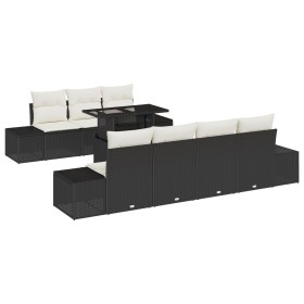 Juego de sofá de 8 piezas para jardín con cojines de poliratán negro by , Outdoor sofas - Ref: Foro24-3349123, Price: 616,16 ...