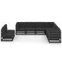 Set de muebles de jardín 9 pzas con cojines madera pino negro de vidaXL, Conjuntos de jardín - Ref: Foro24-3076908, Precio: 1...