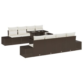 Conjunto de sofá de jardín de 9 piezas con
