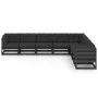 Set de muebles de jardín 8 pzas con cojines madera pino negro de vidaXL, Conjuntos de jardín - Ref: Foro24-3076888, Precio: 9...